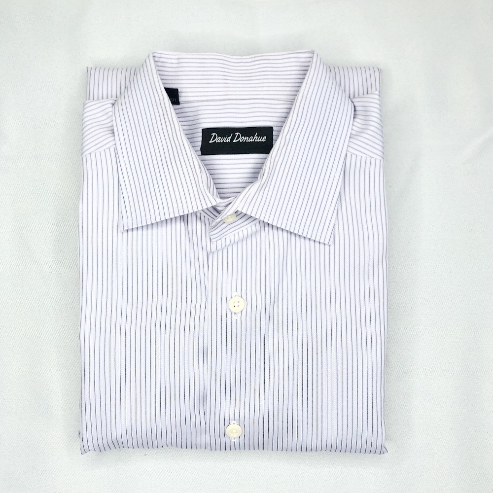 David Donahue Purple White Shirt, Sz 17, 34/35